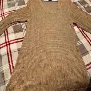 Beautiful knitted summer dress with hood.